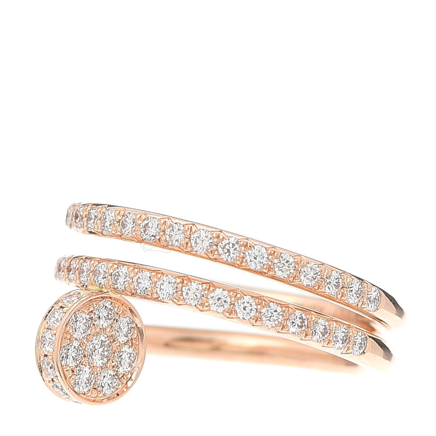 18K Pink Gold Diamond Double Juste Un Clou Paved Ring 47 4