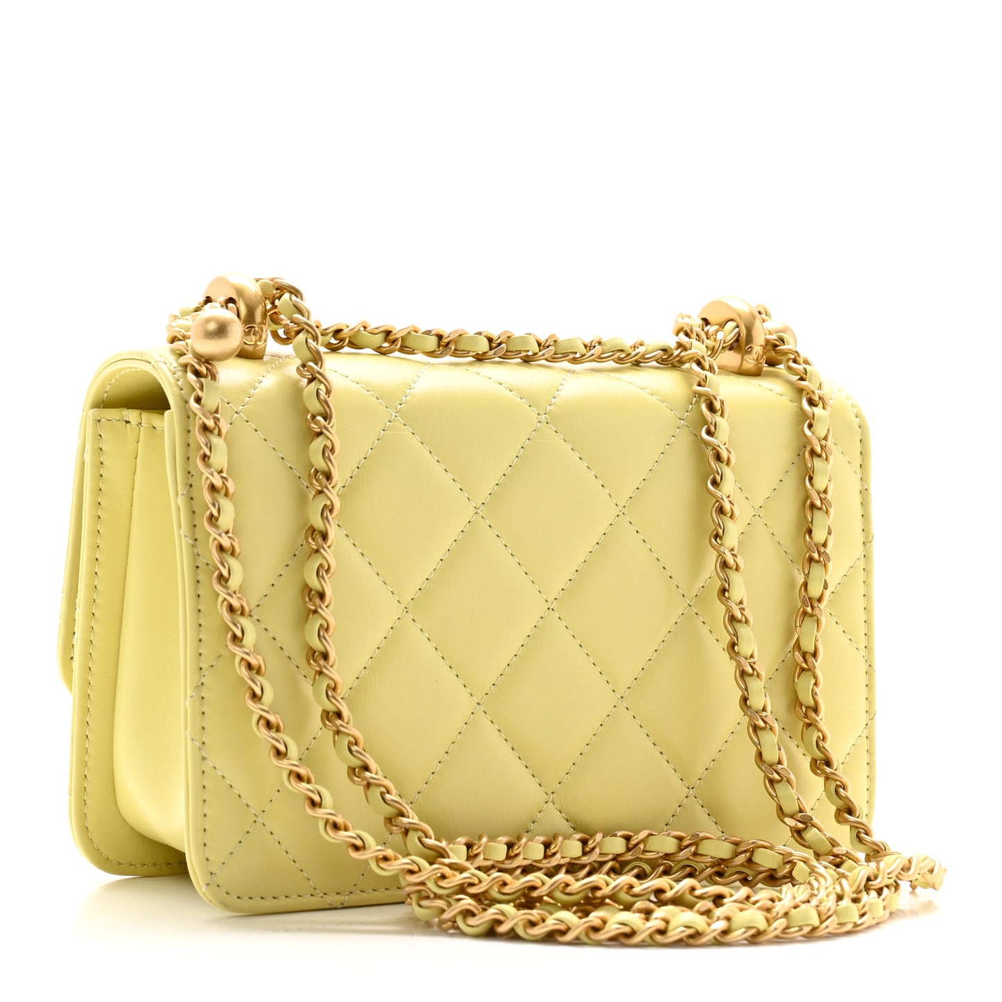 Calfskin Quilted Mini Perfect Fit Flap Light Green