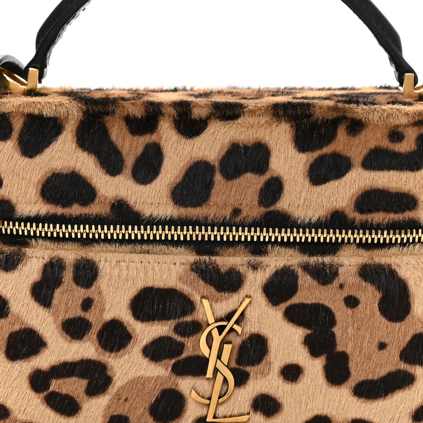 Pony Hair Leopard Print Mini Gaby Vanity Case Brown Black