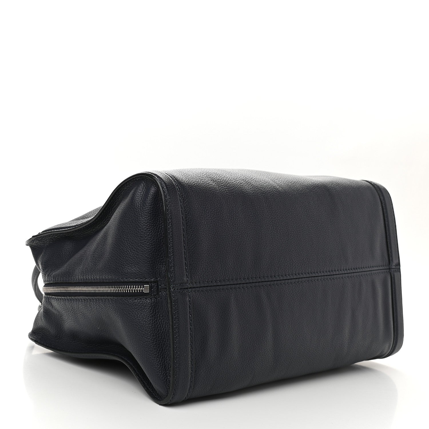 Alexander McQueen Pebbled Calfskin Large Skull Padlock Zip Around Tote Navy 4 of 9