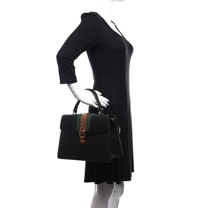 Gucci Calfskin Medium Sylvie Top Handle Bag Black 3 of 11