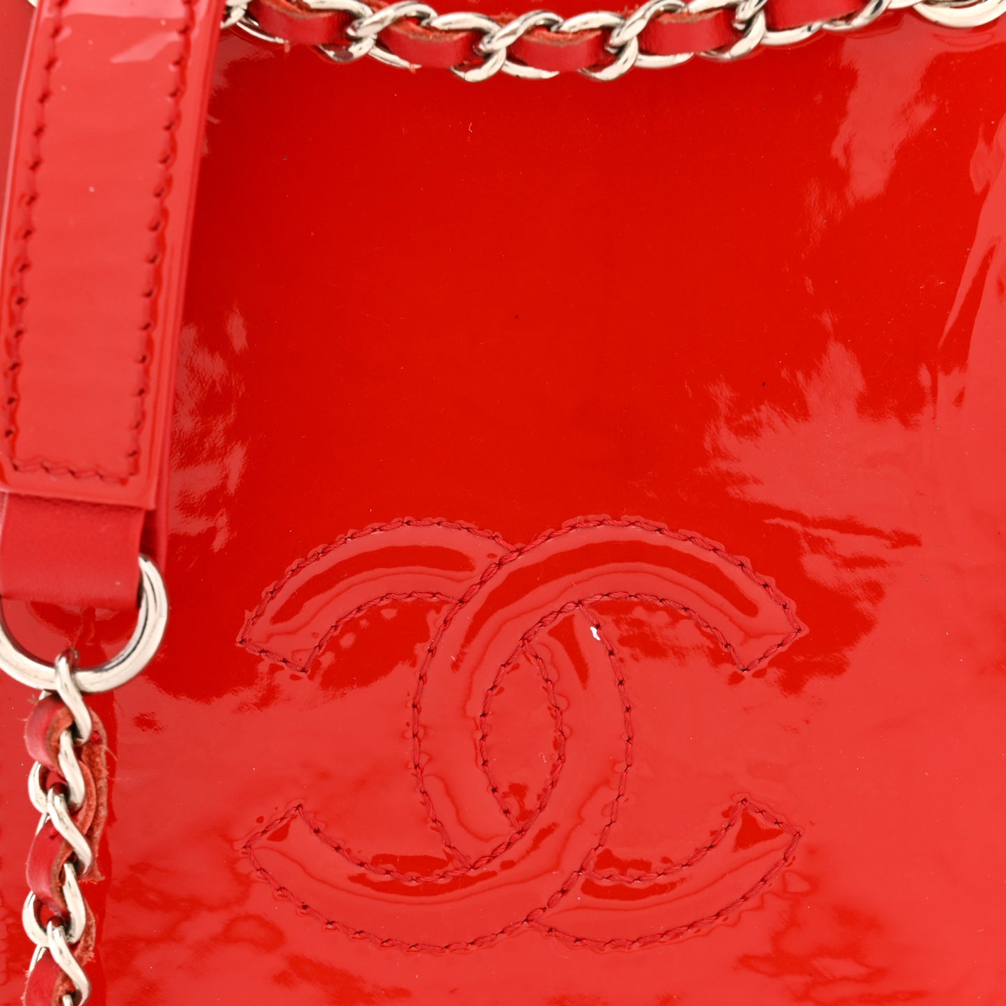 Patent Crossbody CC Phone Holder Red
