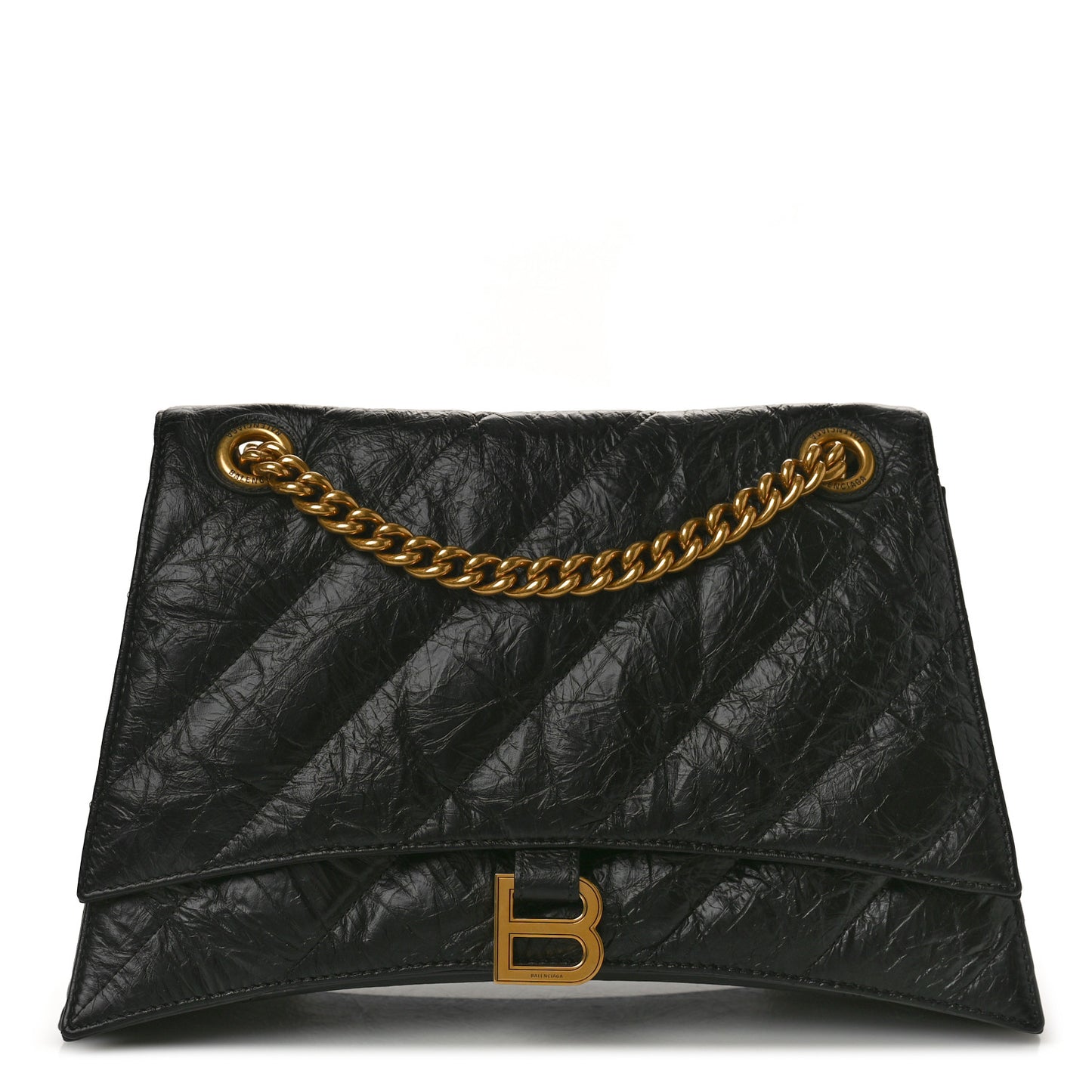 Crushed Calfskin Quilted Medium Crush Chain Bag Black