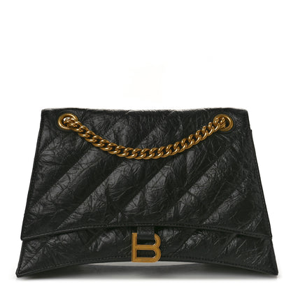 Balenciaga Crushed Calfskin Quilted Medium Crush Chain Bag Black 1 of 10