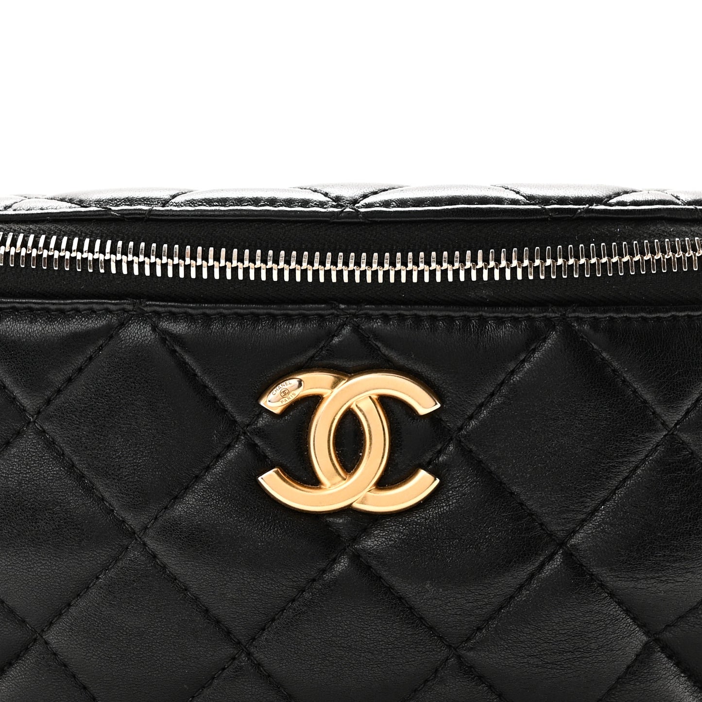 Shiny Lambskin Quilted Belt Bag Black Black