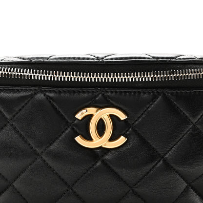 Chanel Shiny Lambskin Quilted Belt Bag Black Black 8 of 10