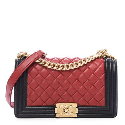 Chanel Lambskin Quilted Medium Boy Flap Red Black 1 of 11
