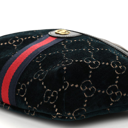 Gucci Velvet GG Monogram Web Belt Bag Blue Beige 9 of 9
