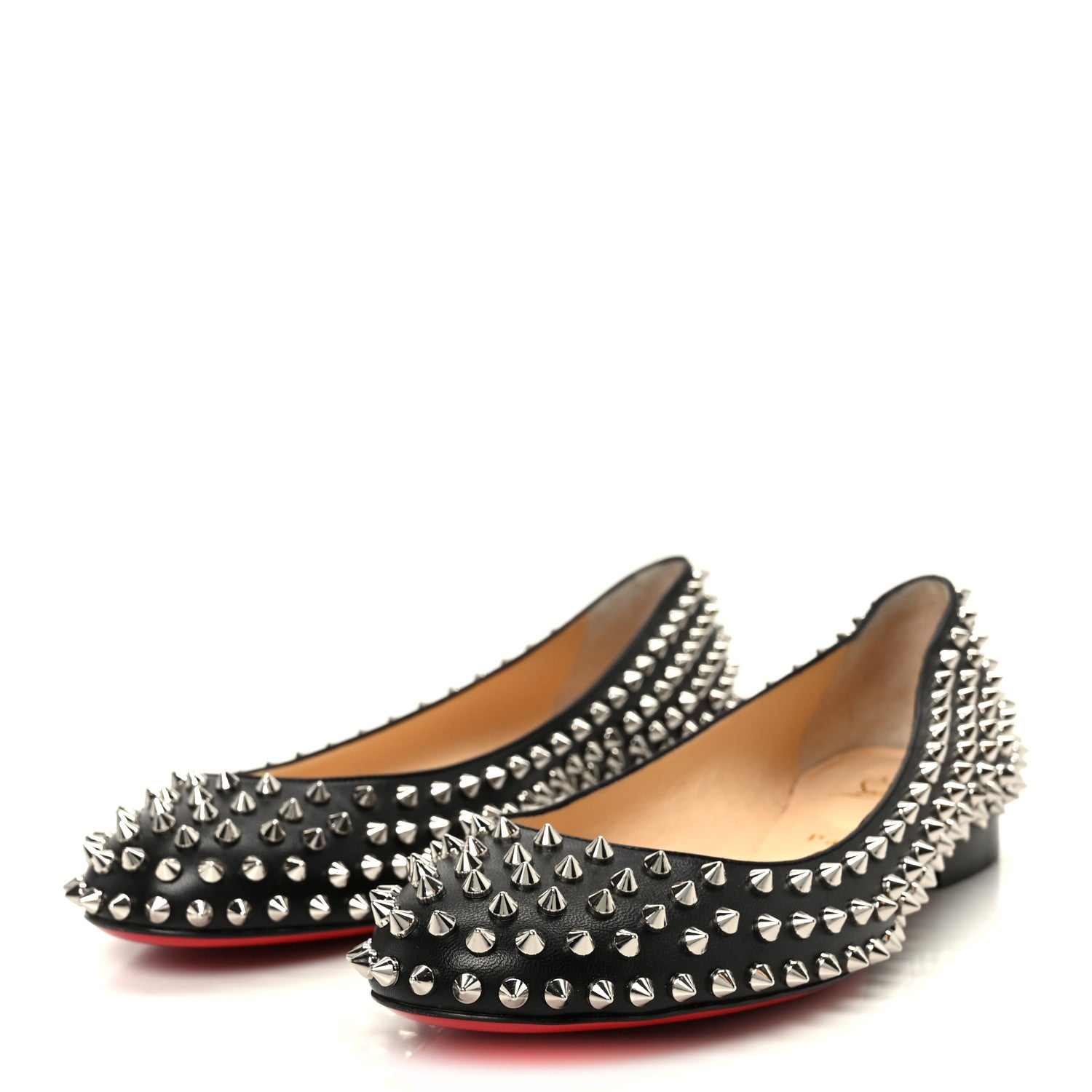 Christian Louboutin Nappa Baba Spikes Flats 40 Black Silver 4 of 9