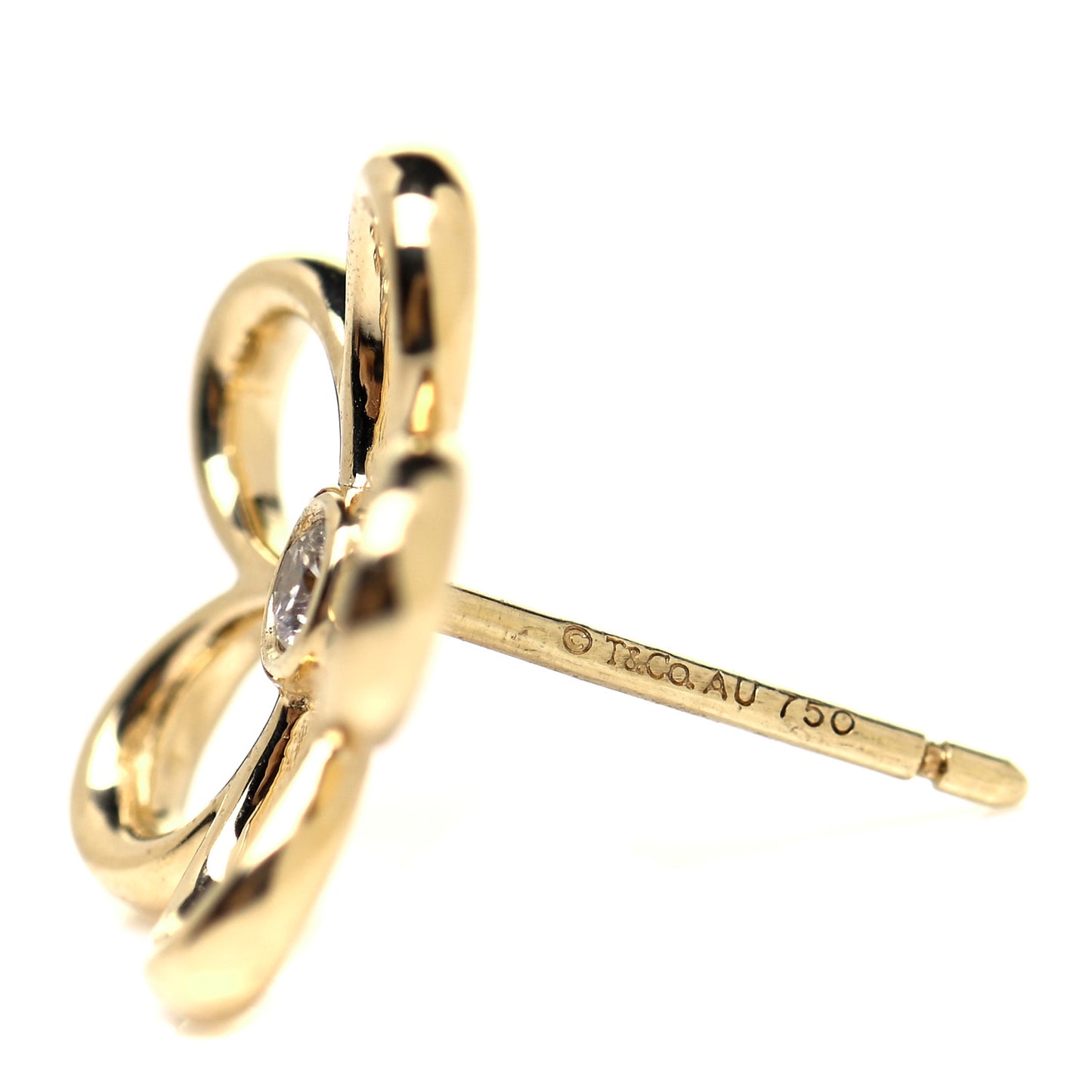 18K Yellow Gold Diamond Small Open Flower Earrings