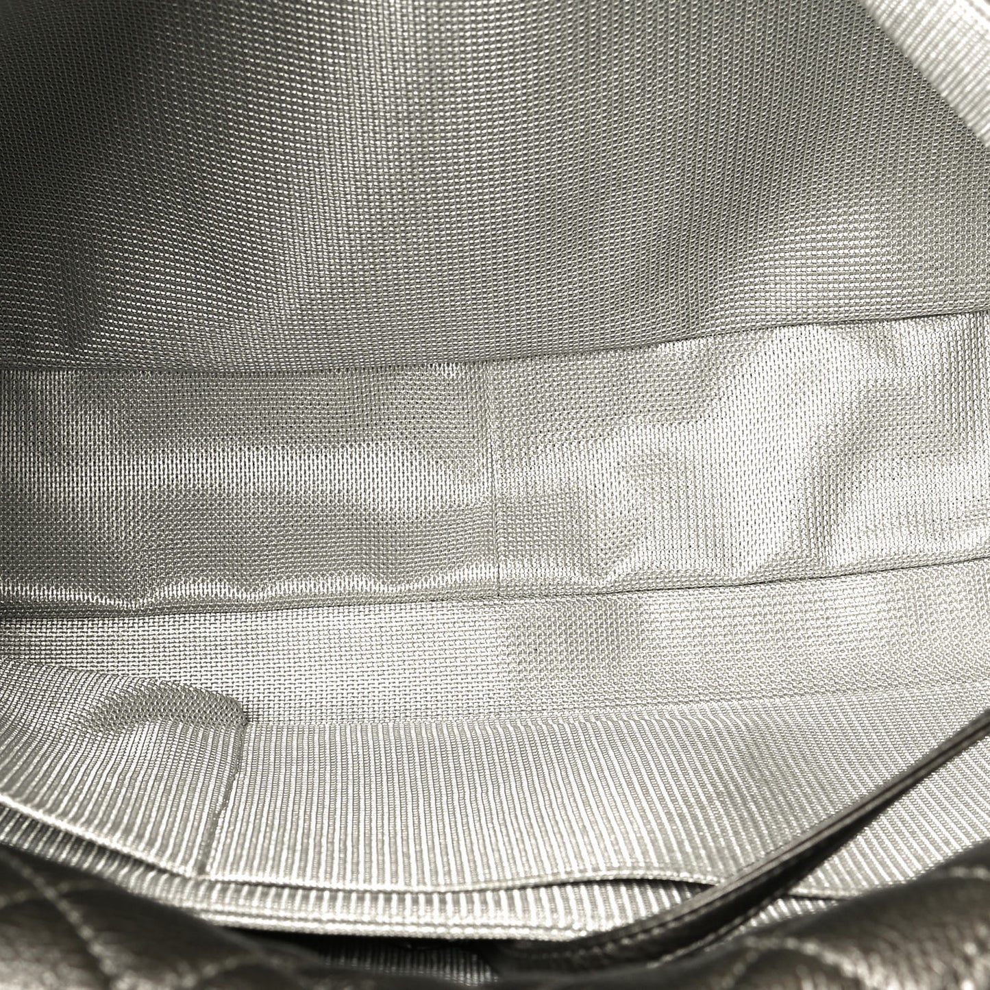 Metallic Calfskin Quilted XXL Travel Flap Bag Dark Silver