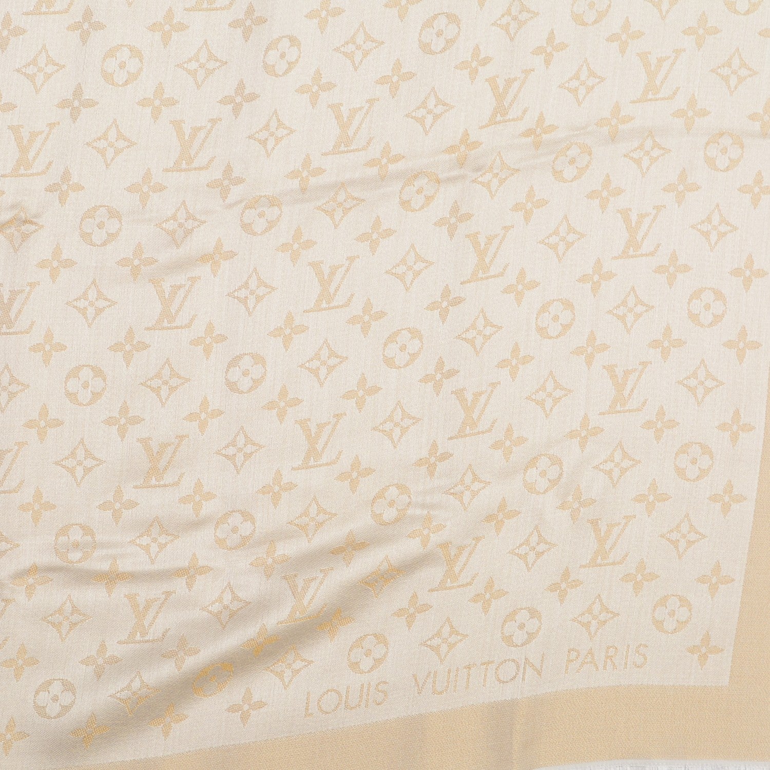 Louis Vuitton Silk Wool Monogram Shine Shawl White 4 of 5