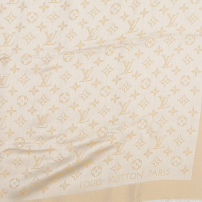 Louis Vuitton Silk Wool Monogram Shine Shawl White 4 of 5