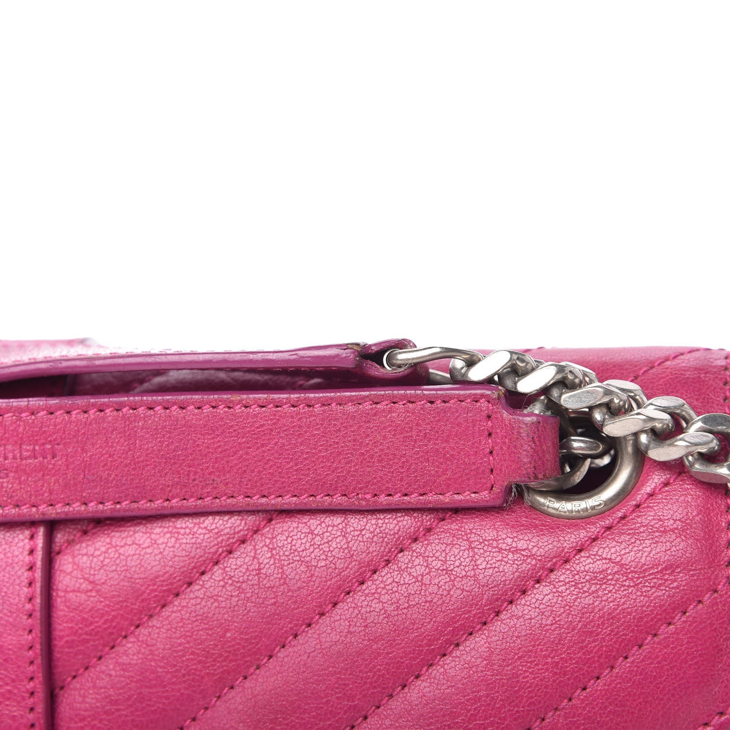 Saint Laurent Sheepskin Matelasse Chevron Medium Monogram Chain Bag Electric Pink 12 of 12