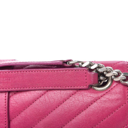 Saint Laurent Sheepskin Matelasse Chevron Medium Monogram Chain Bag Electric Pink 12 of 12