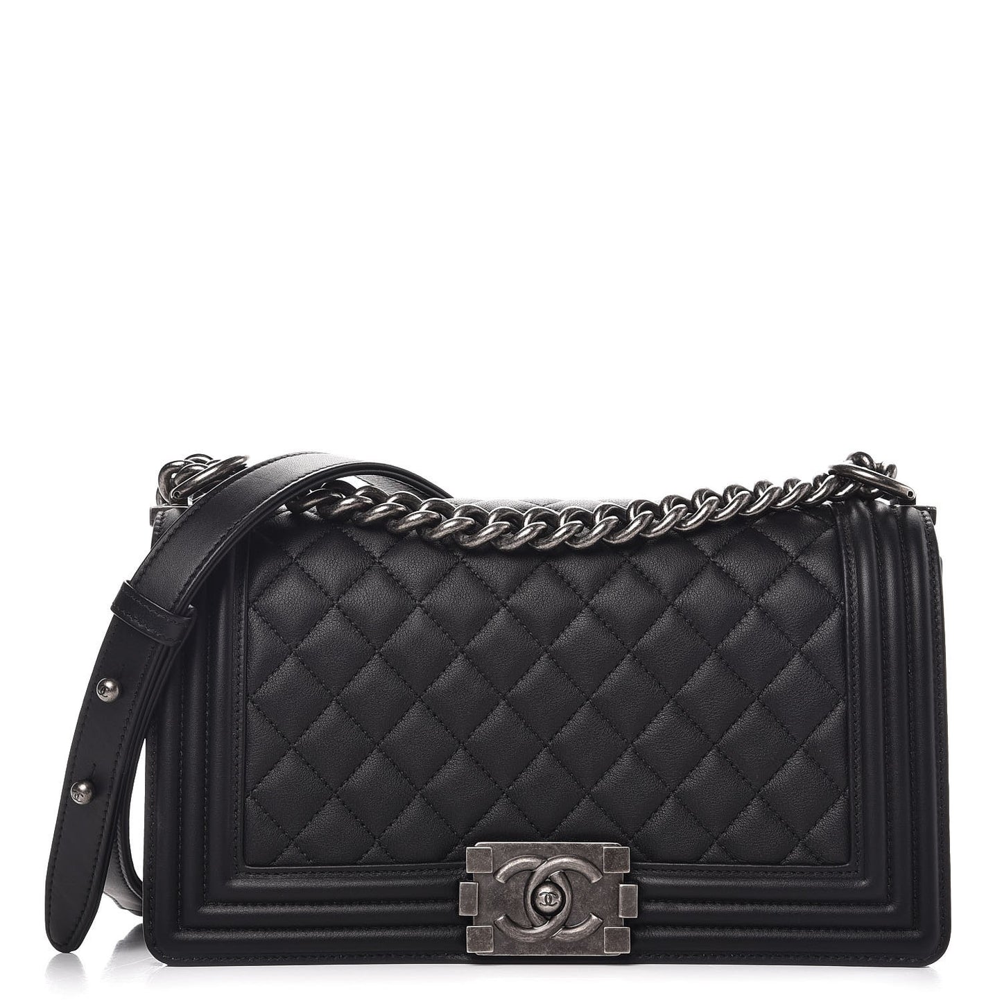 Calfskin Quilted Medium Boy Flap Black
