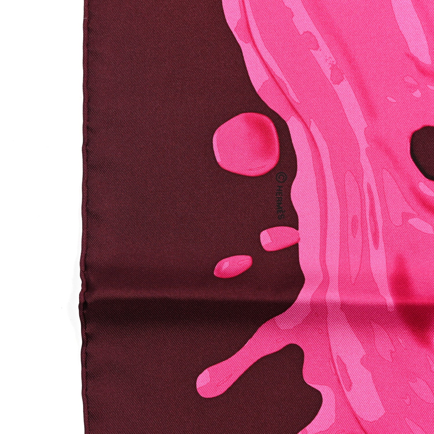 Hermes Silk Peinture Fraiche Pocket Square Prune Rose Indien 4 of 6