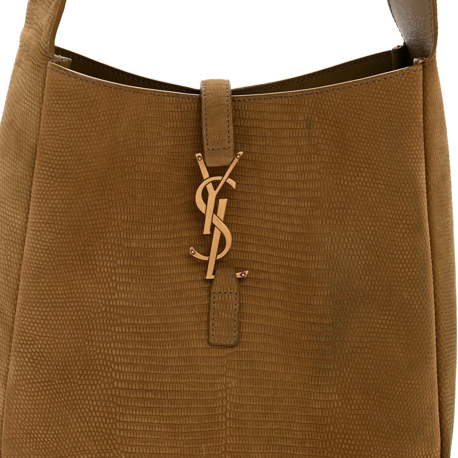 Saint Laurent Calfskin Lizard Embossed Small Le 5 A 7 Soft Hobo Dark Pistachio 8 of 12