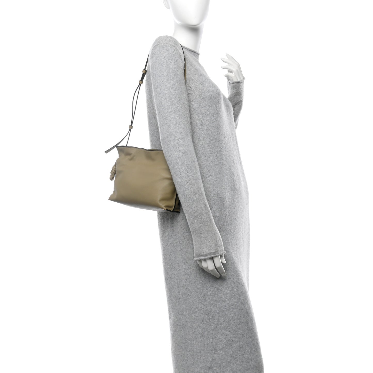 Calfskin Mini Flamenco Knot Clutch Clay Green