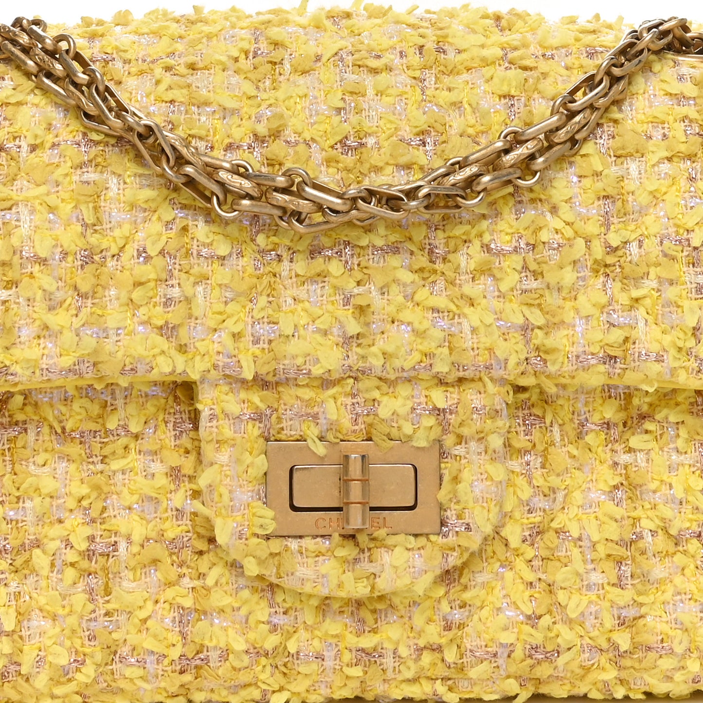 Tweed Quilted 2.55 Reissue Mini Flap Yellow