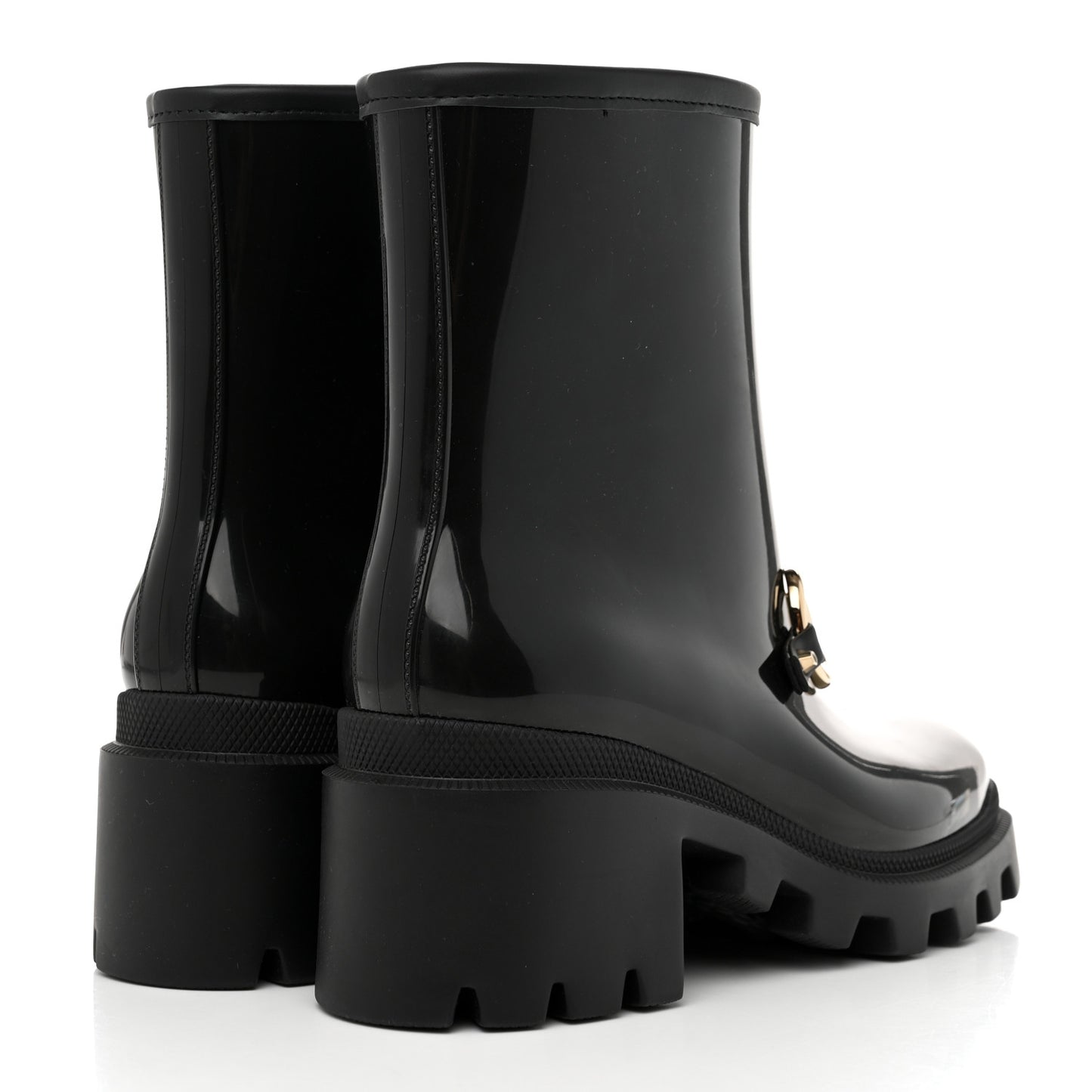 Rubber Womens Horsebit Ankle Boots 35 Black
