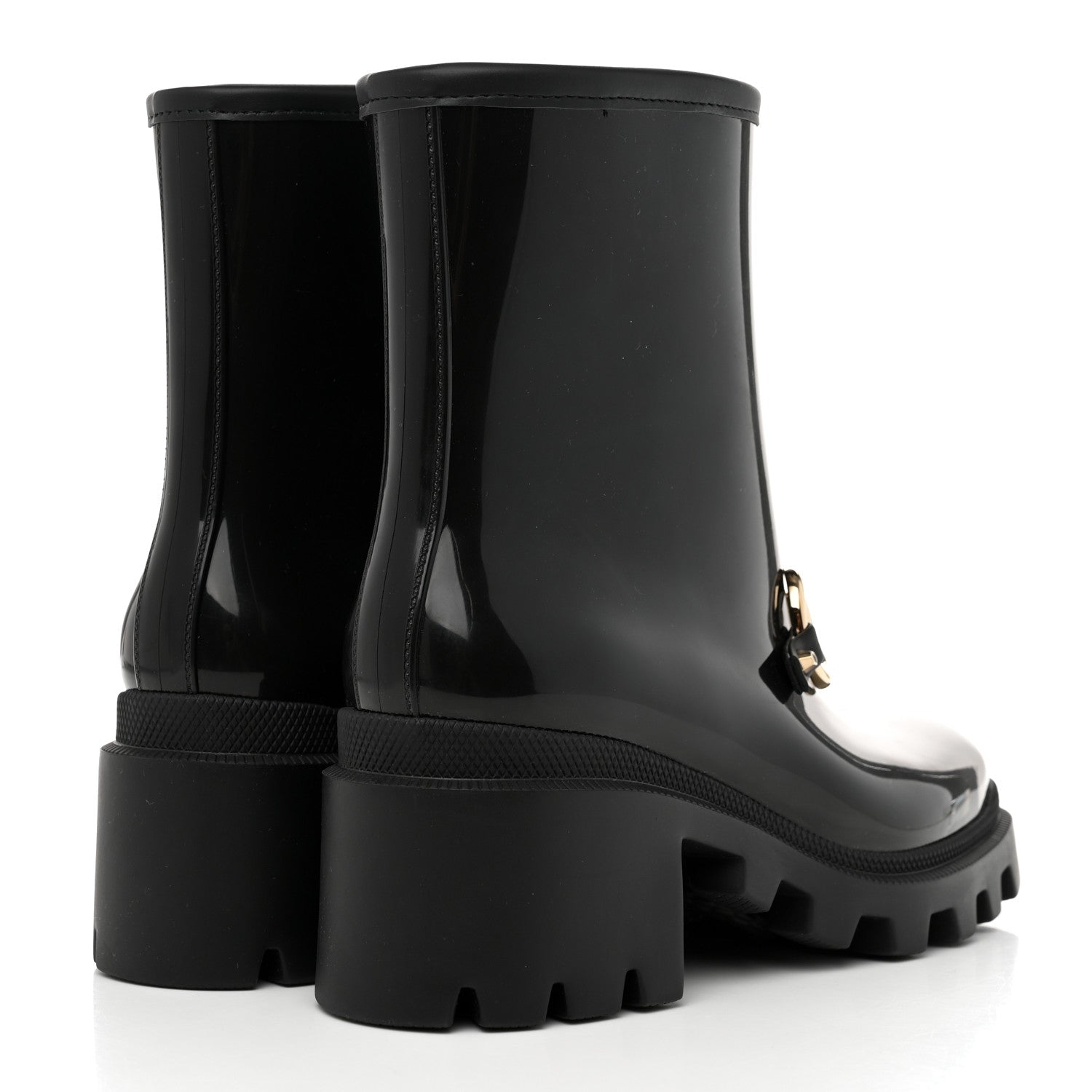 Gucci Rubber Womens Horsebit Ankle Boots 35 Black 4 of 7