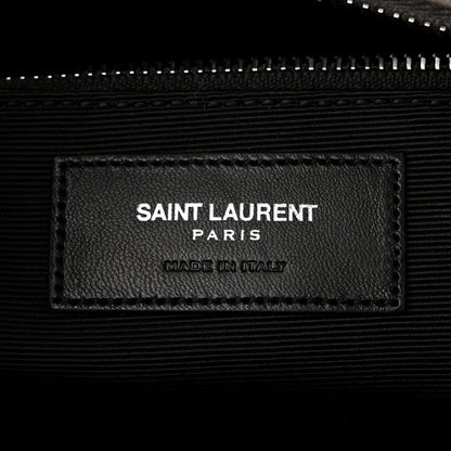 Saint Laurent Sheepskin Matelasse Chevron Large Monogram Shopping Bag Light Coal 6 of 11