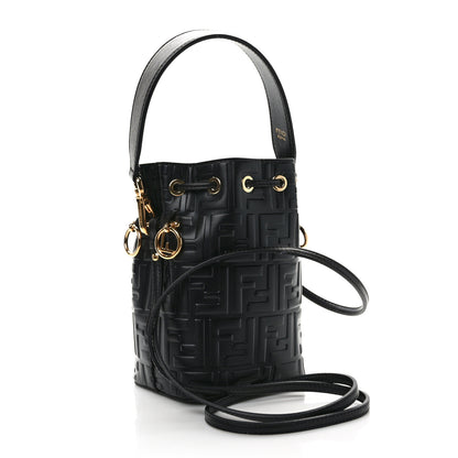 Fendi Vitello Liberty F is Fendi FF 1974 Embossed Mini Mon Tresor Bucket Bag Black 3 of 9