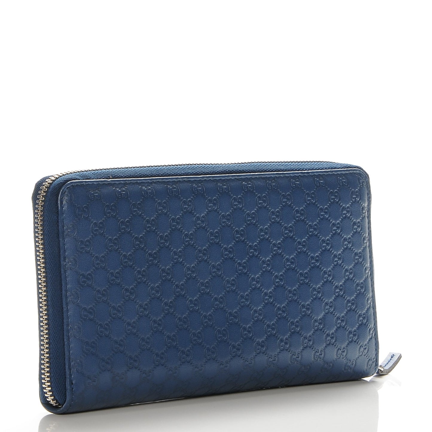 Microguccissima Zip Around Organizer Wallet Deep Cobalt