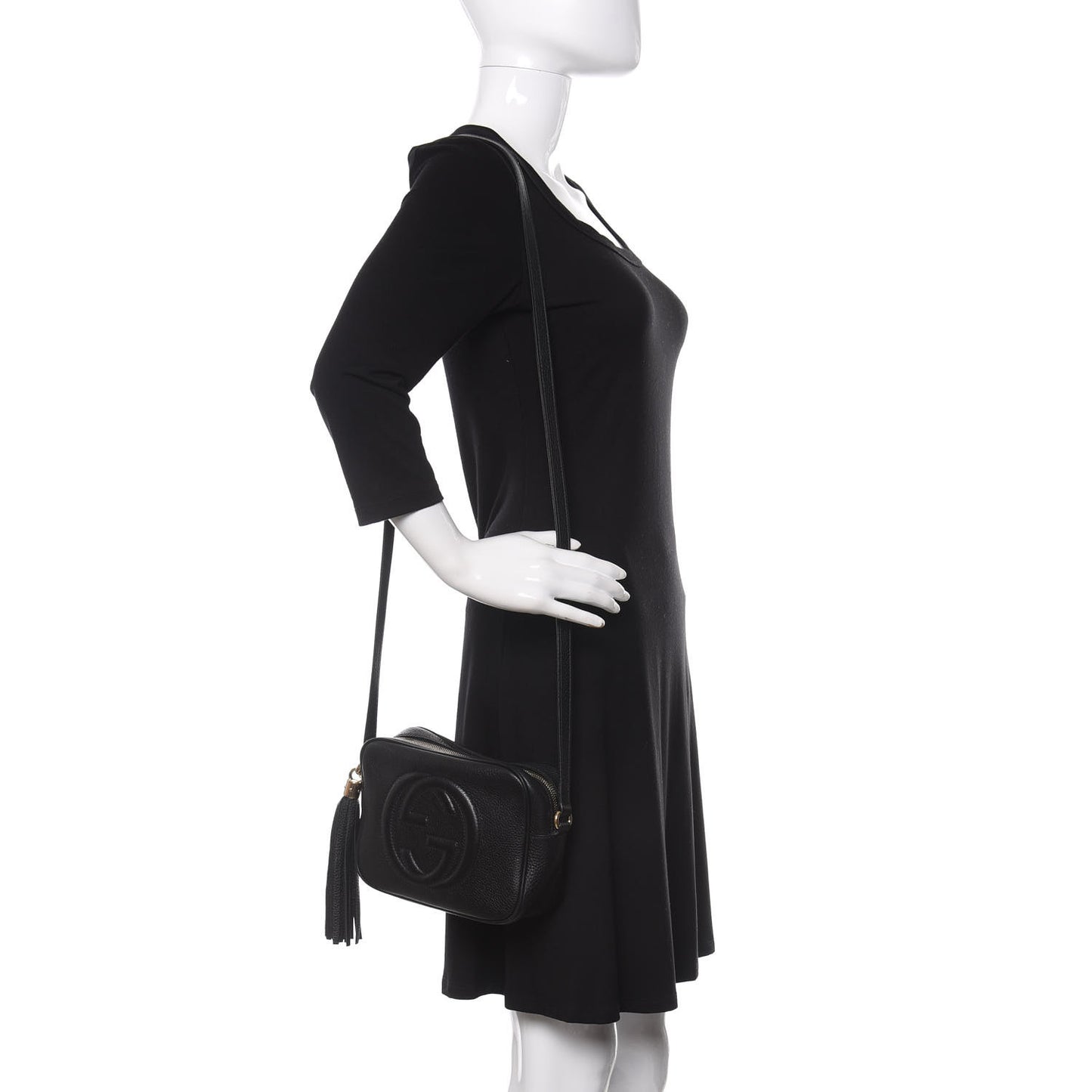 Pebbled Calfskin Small Soho Disco Bag Black