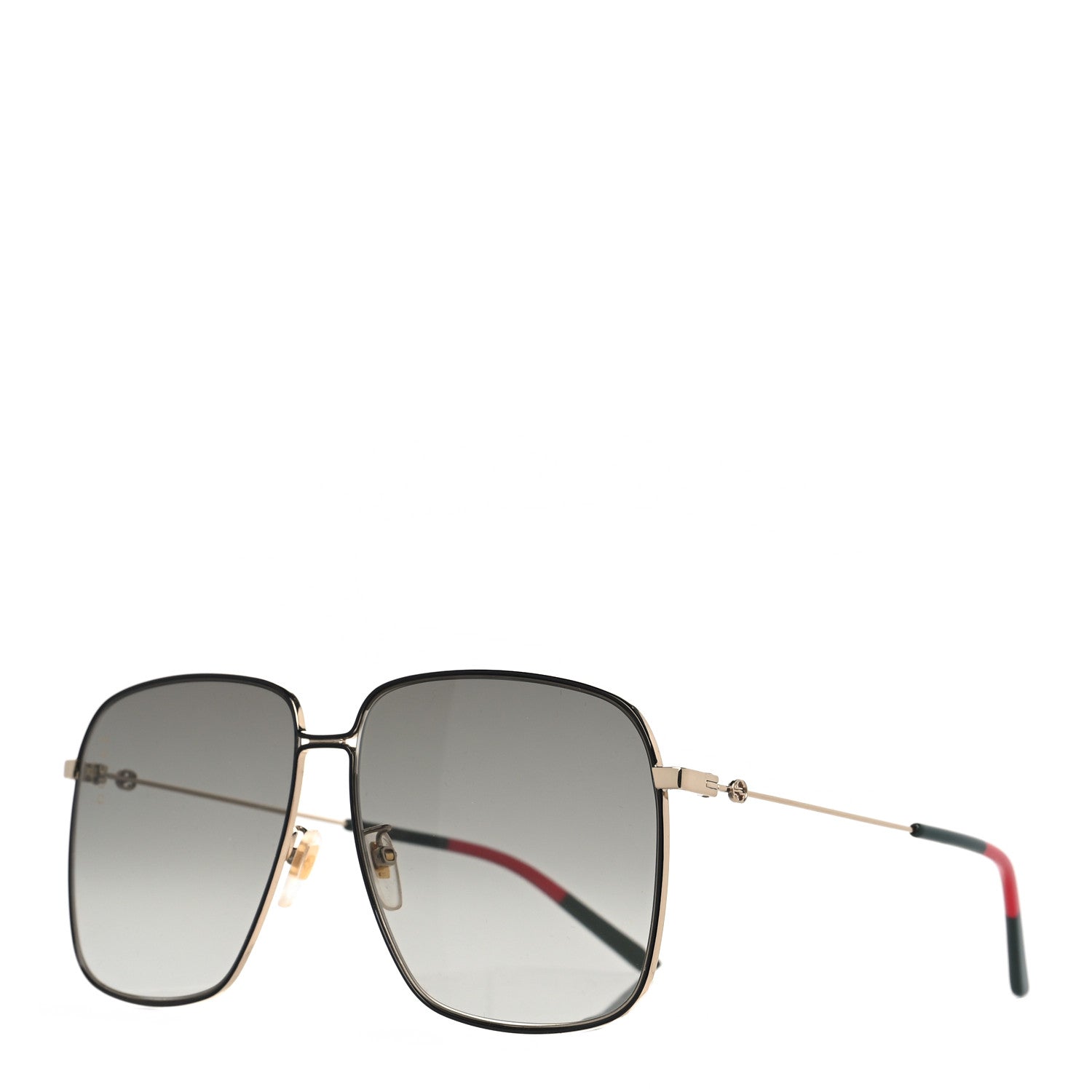 Gucci Web Rectangular Frame Interlocking G Sunglasses GG0394S Green Red 1 of 7