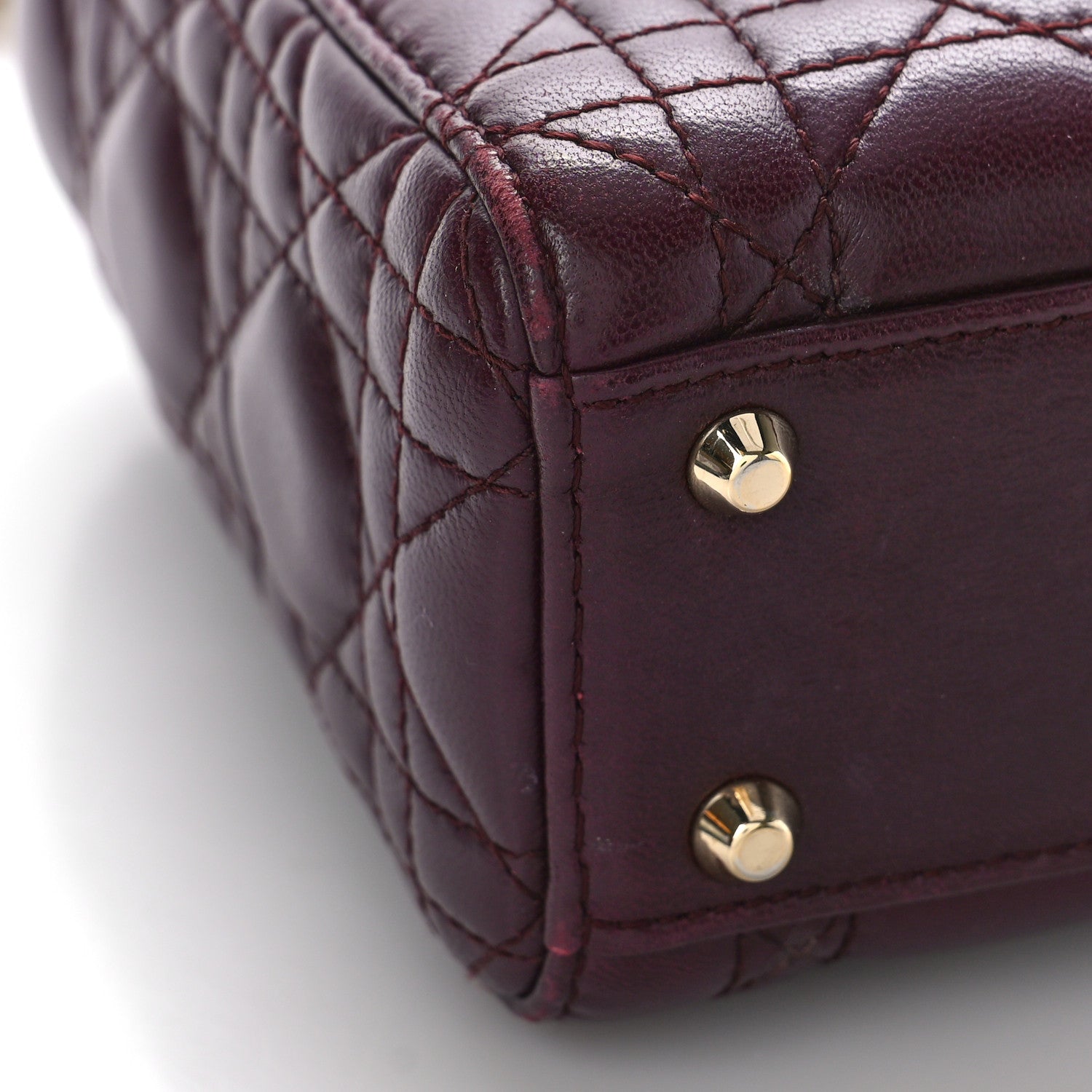 Christian Dior Lambskin Cannage Mini Lady Dior Plum 7 of 10