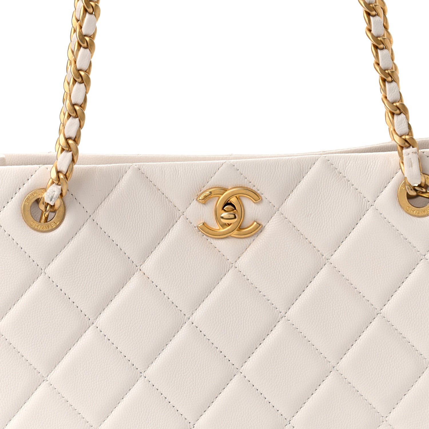 Chanel Caviar Quilted Sweet Classic Shopping Tote White 8 of 11