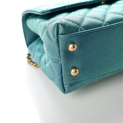 Chanel Metallic Caviar Quilted Mini Coco Handle Flap Blue 5 of 10