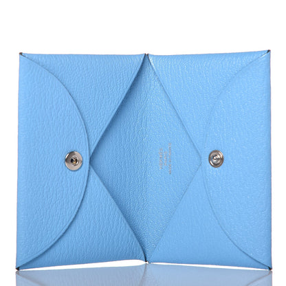 Hermes Chevre Mysore Calvi Card Case Bleu Celeste 5 of 8