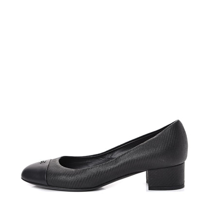 Chanel Embossed Lambskin CC Cap Toe Pump 36 Black 1 of 11