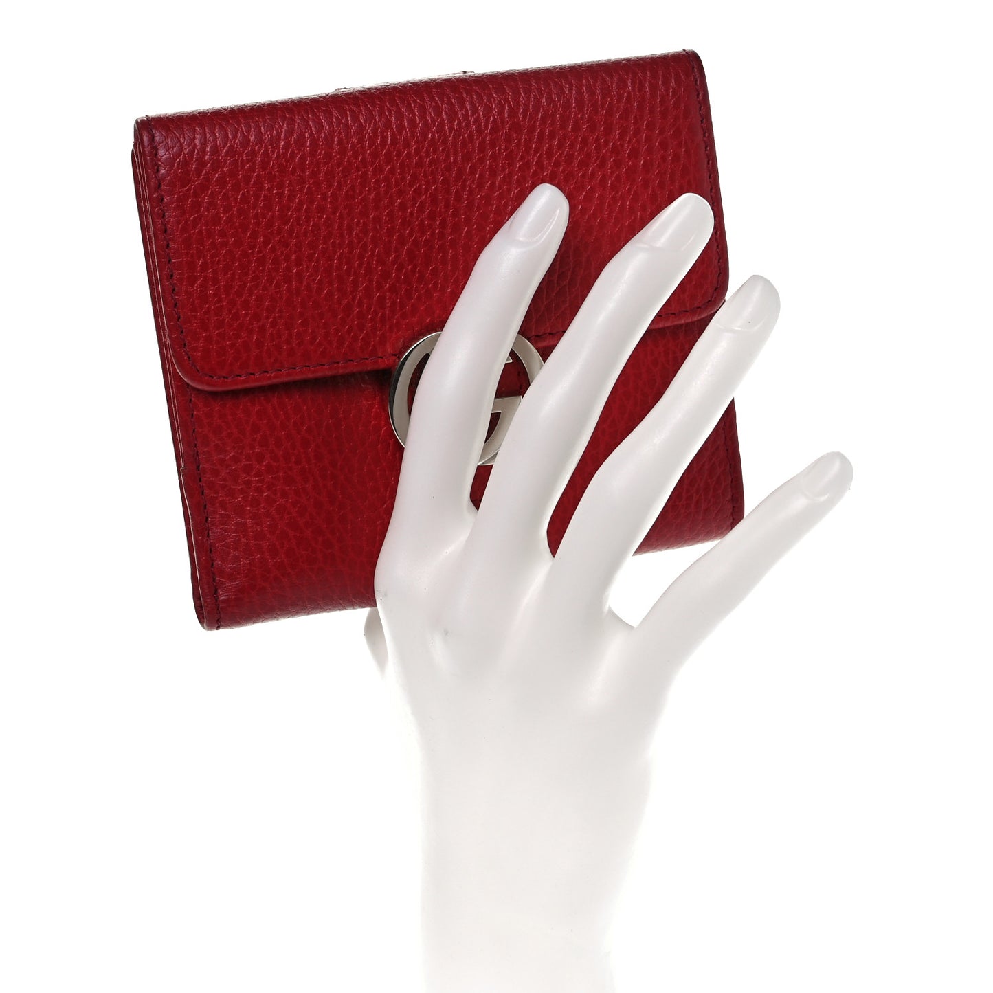 Dollar Calfskin Interlocking G French Wallet Rosso