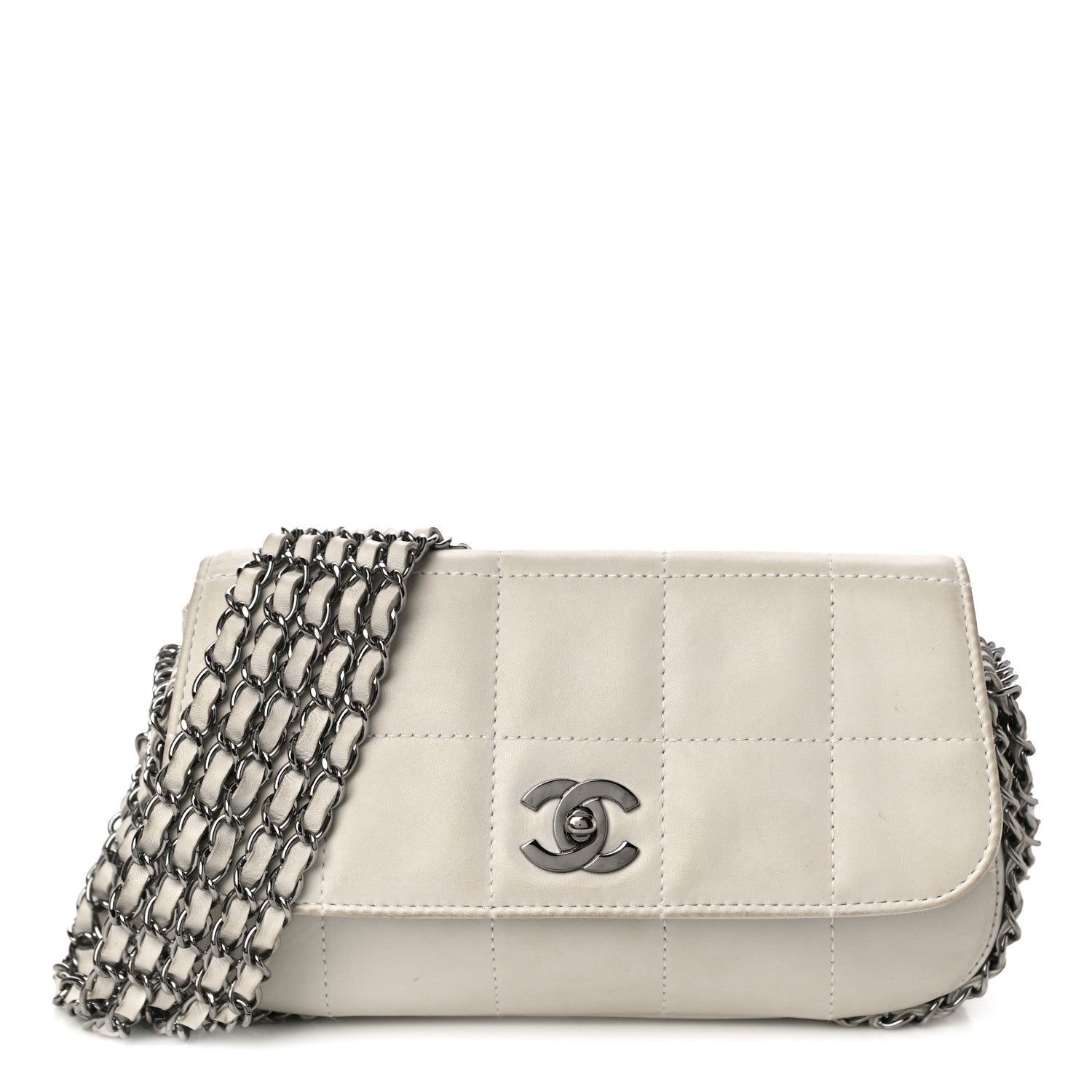 Chanel Lambskin Chocolate Bar 5 Chain Flap White 1 of 12
