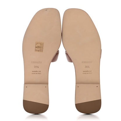 Hermes Box Calfskin Oran Sandals 38.5 Gold 5 of 10