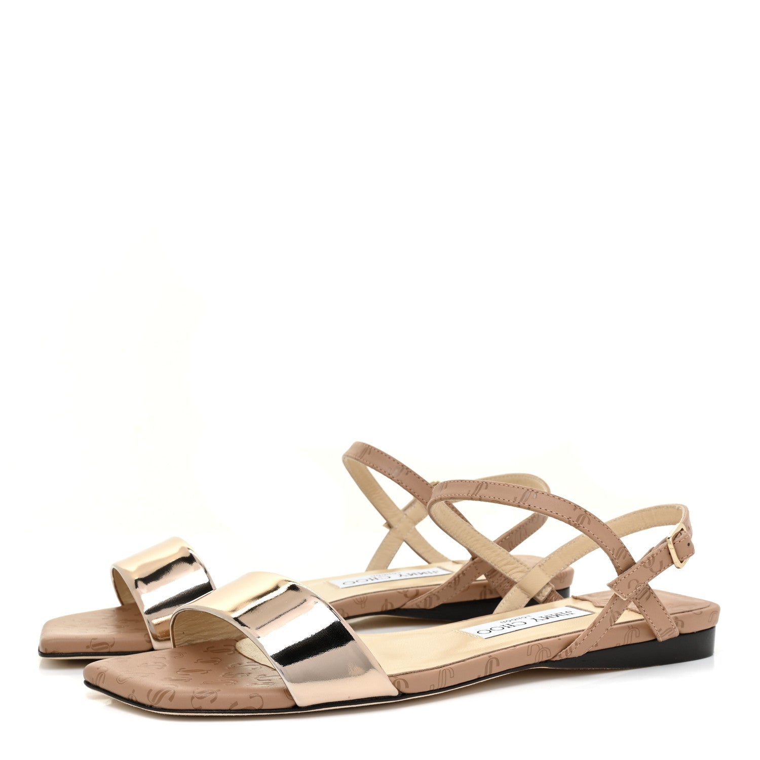 Jimmy Choo Liquid Metallic Calfskin Aadra Flats 38.5 Sunkissed Caramel 3 of 11