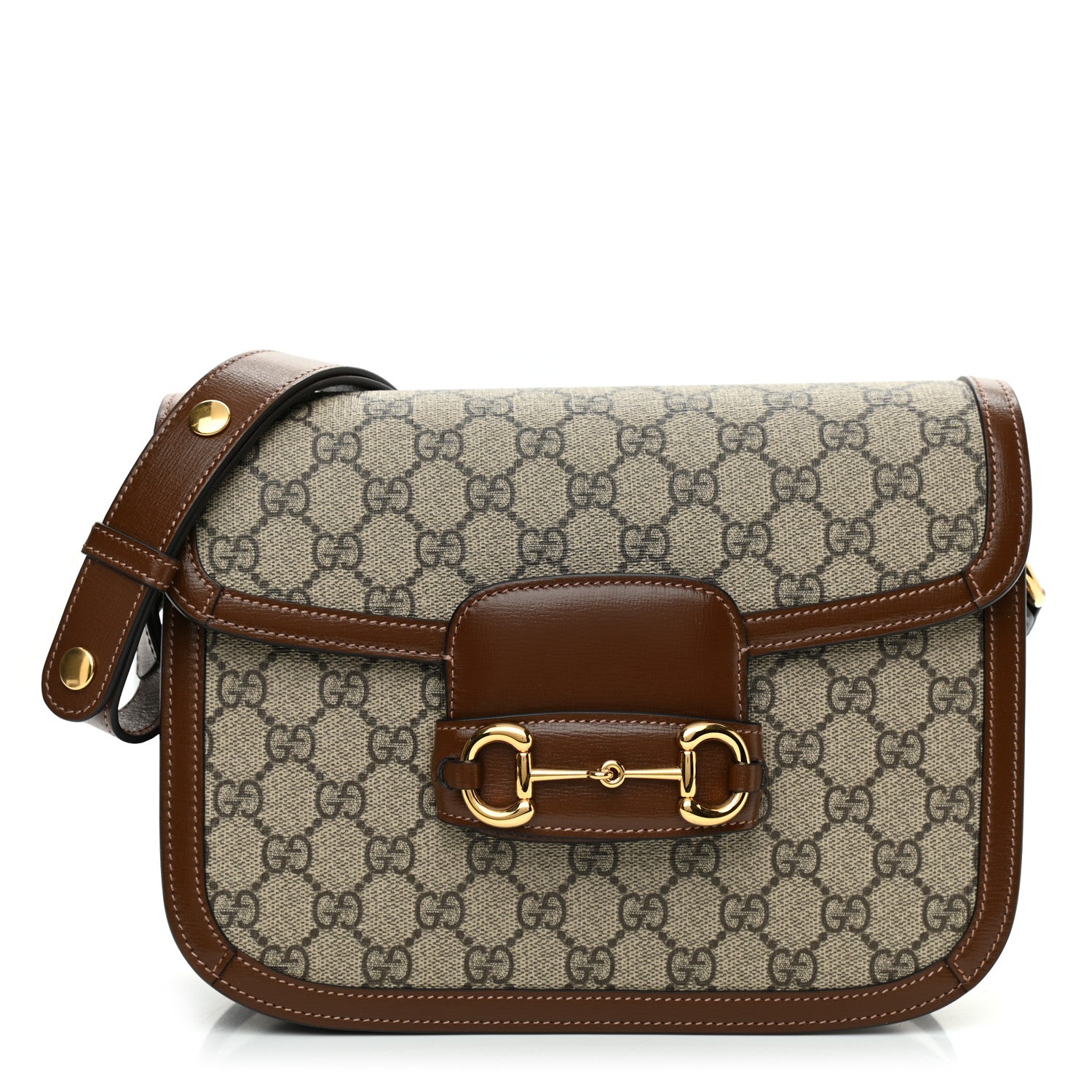 Gucci GG Supreme Monogram Horsebit 1955 Shoulder Bag Beige Brown Sugar 1 of 9