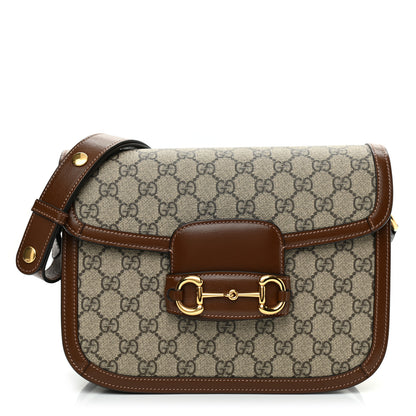 Gucci GG Supreme Monogram Horsebit 1955 Shoulder Bag Beige Brown Sugar 1 of 9