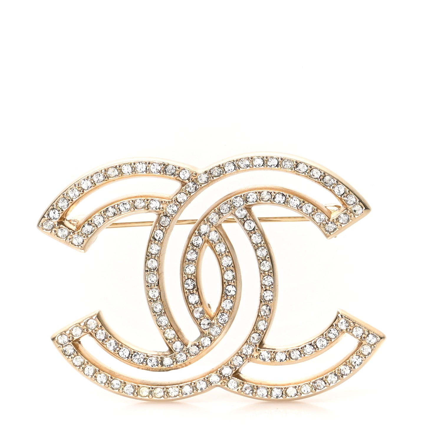 Crystal CC Brooch Light Gold