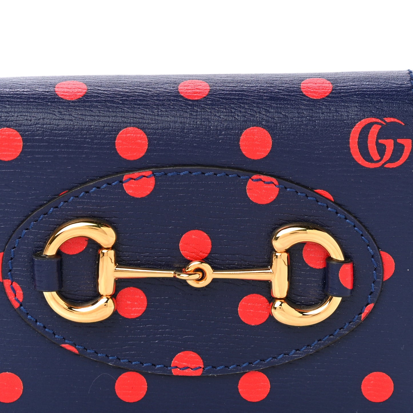 Shangai Calfskin Polka Dot Horsebit 1955 Card Case Wallet Blue Orange Sailor Blue