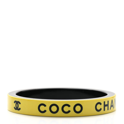Chanel Resin Logo Bangle Bracelet Yellow Black 3 of 4