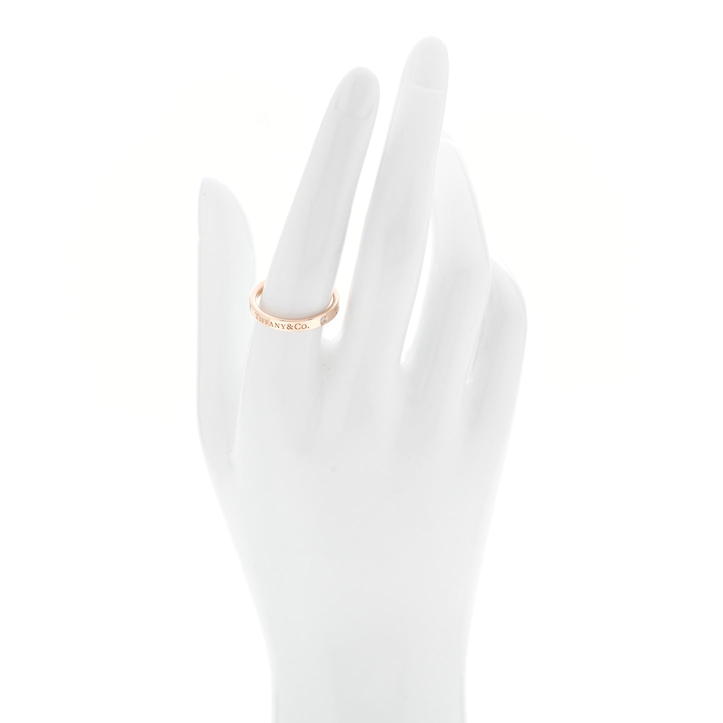 18K Rose Gold Diamond Logo Band Ring 56 7.75