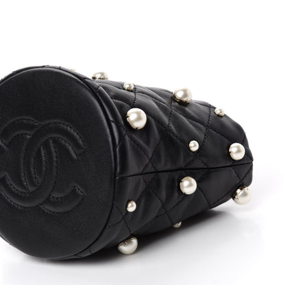 Chanel Lambskin Quilted Pearl Mini About Pearls Drawstring Bag Black 7 of 10