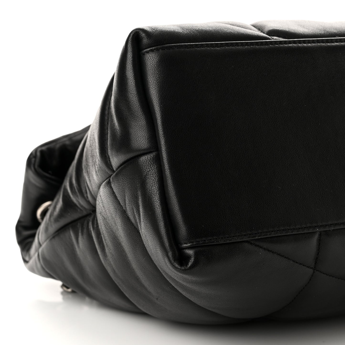 Lambskin Quilted Medium Loulou Puffer Monogram Chain Satchel Black