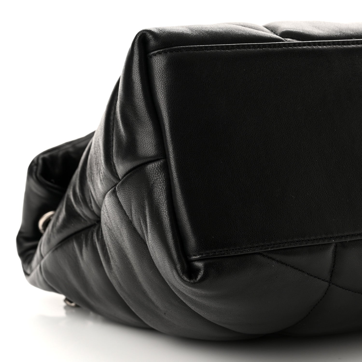 Saint Laurent Lambskin Quilted Medium Loulou Puffer Monogram Chain Satchel Black 9 of 11