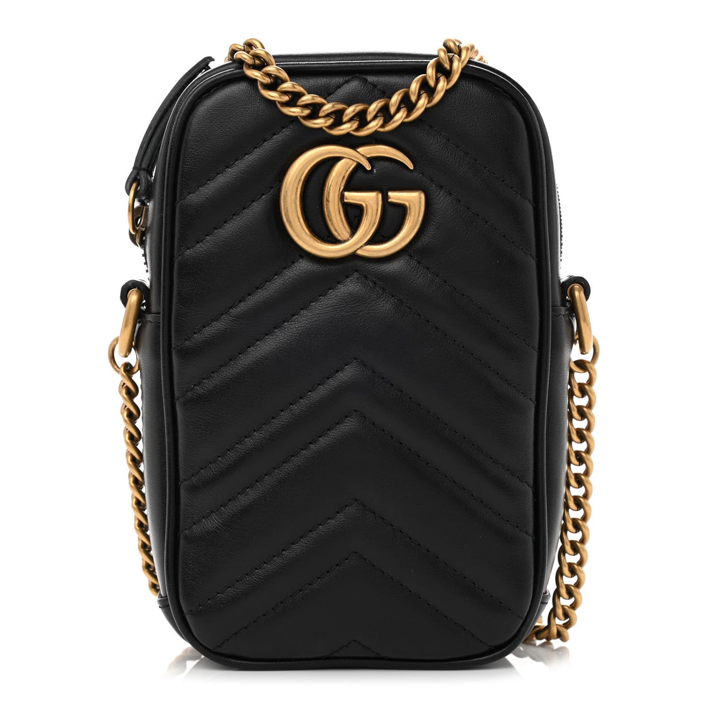 Calfskin Matelasse Mini GG Marmont Crossbody Bag Black